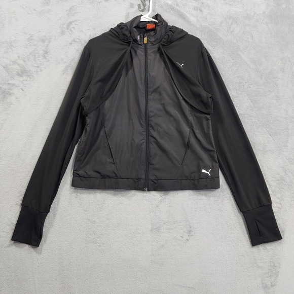Puma Jackets & Blazers - Puma Jacket Womens L Black DryCELL Hooded Convertible Vest Full Zip Running
